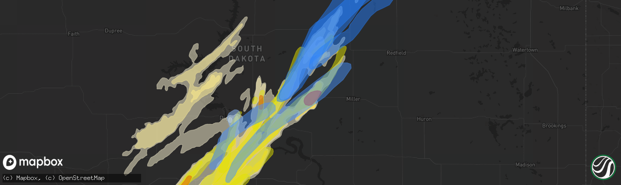 Hail map in Highmore, SD on June 7, 2020