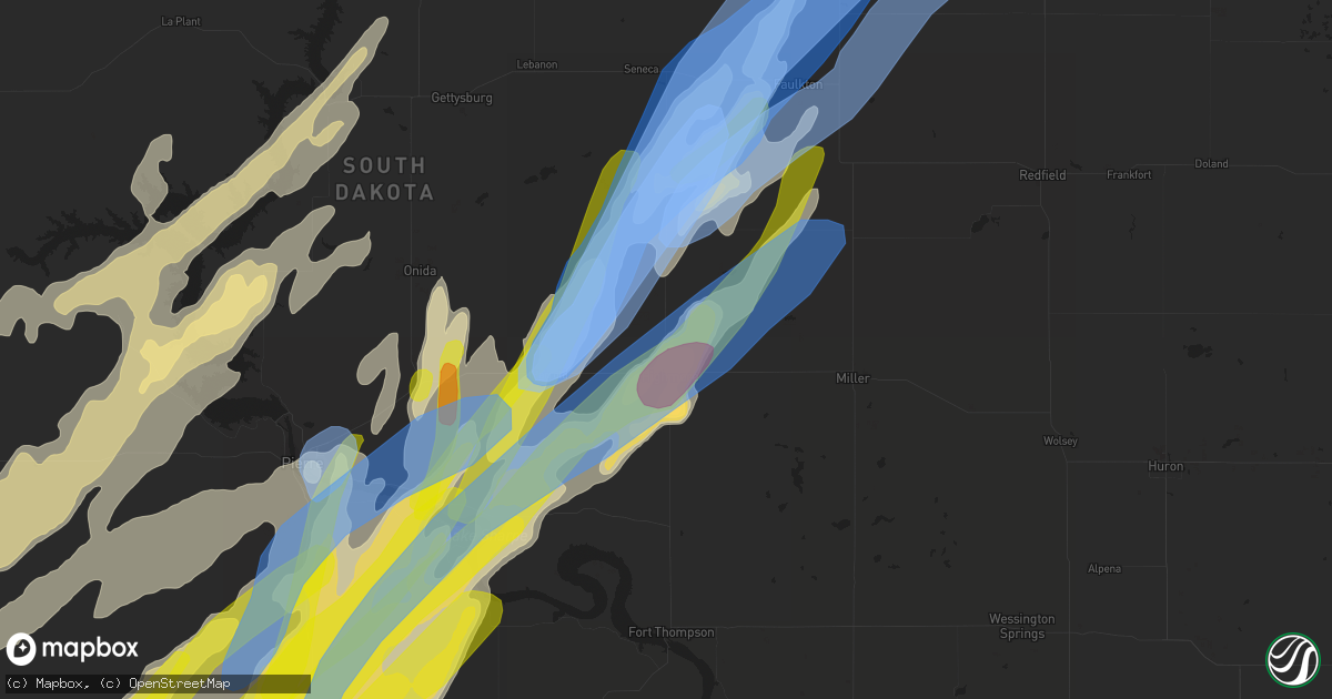 Hail map in Highmore, SD on June 7, 2020