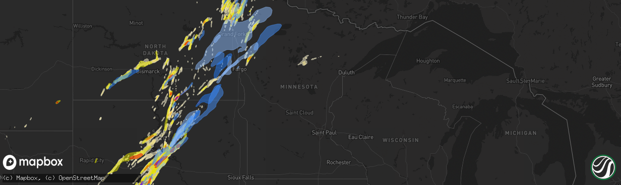 Hail map in Minnesota on June 7, 2020