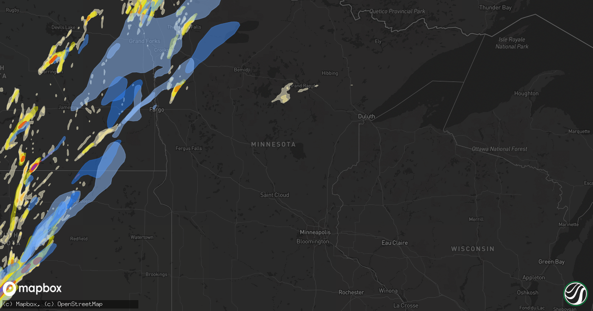 Hail map in Minnesota on June 7, 2020