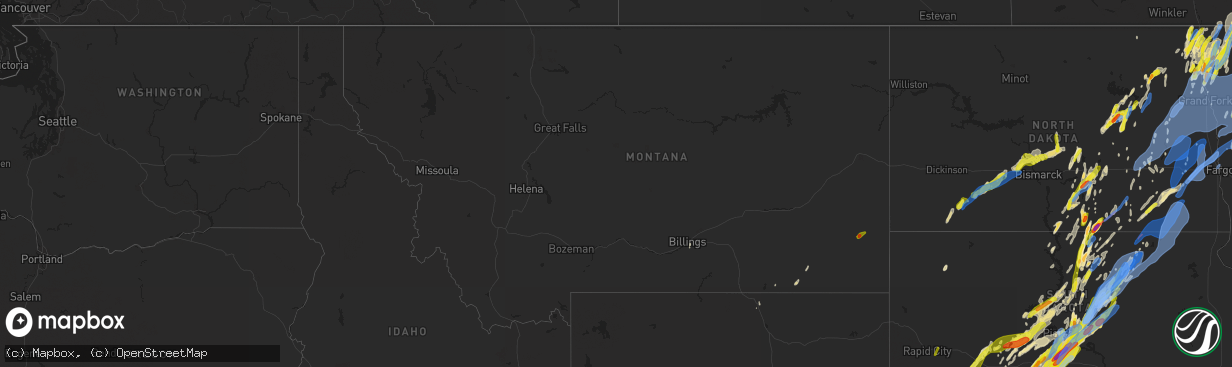 Hail map in Montana on June 7, 2020