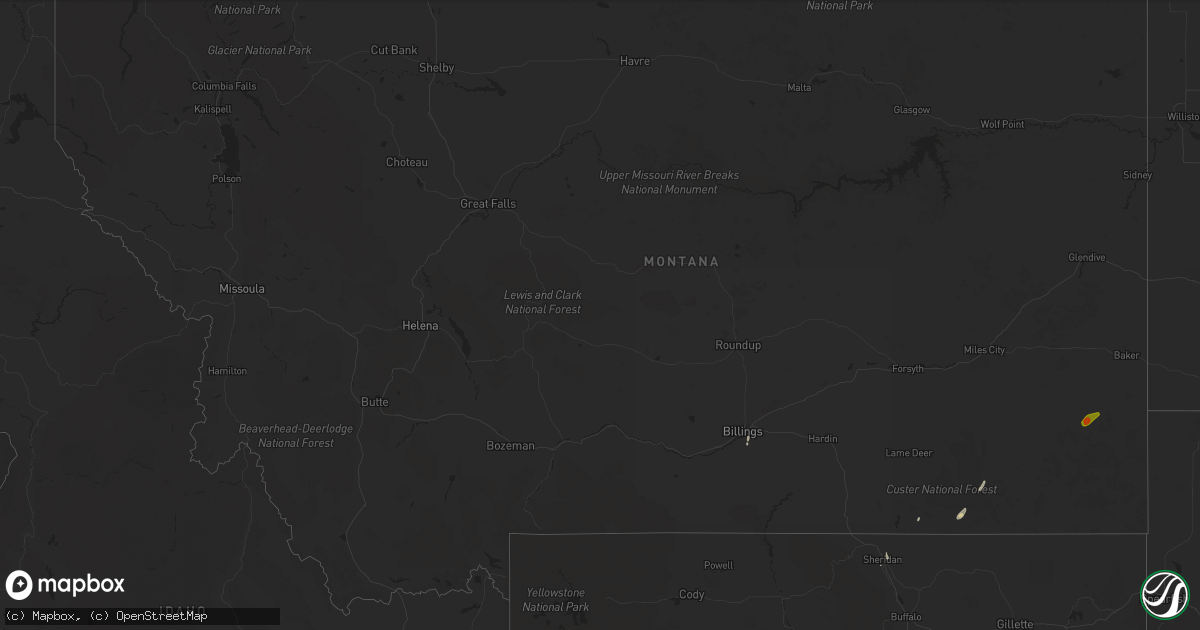 Hail map in Montana on June 7, 2020
