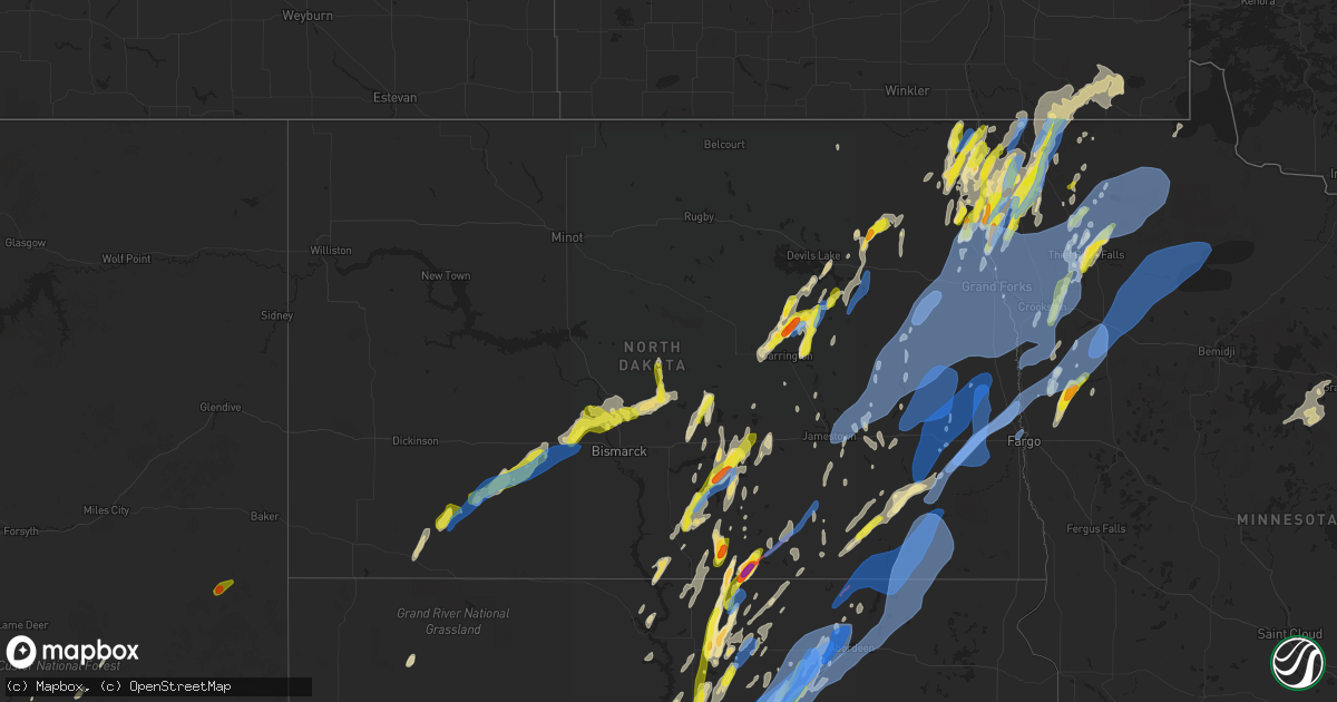Hail map in North Dakota on June 7, 2020