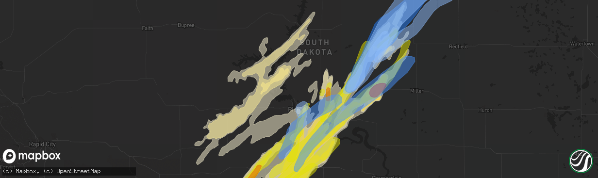 Hail map in Pierre, SD on June 7, 2020