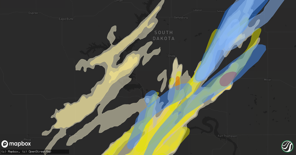 Hail map in Pierre, SD on June 7, 2020