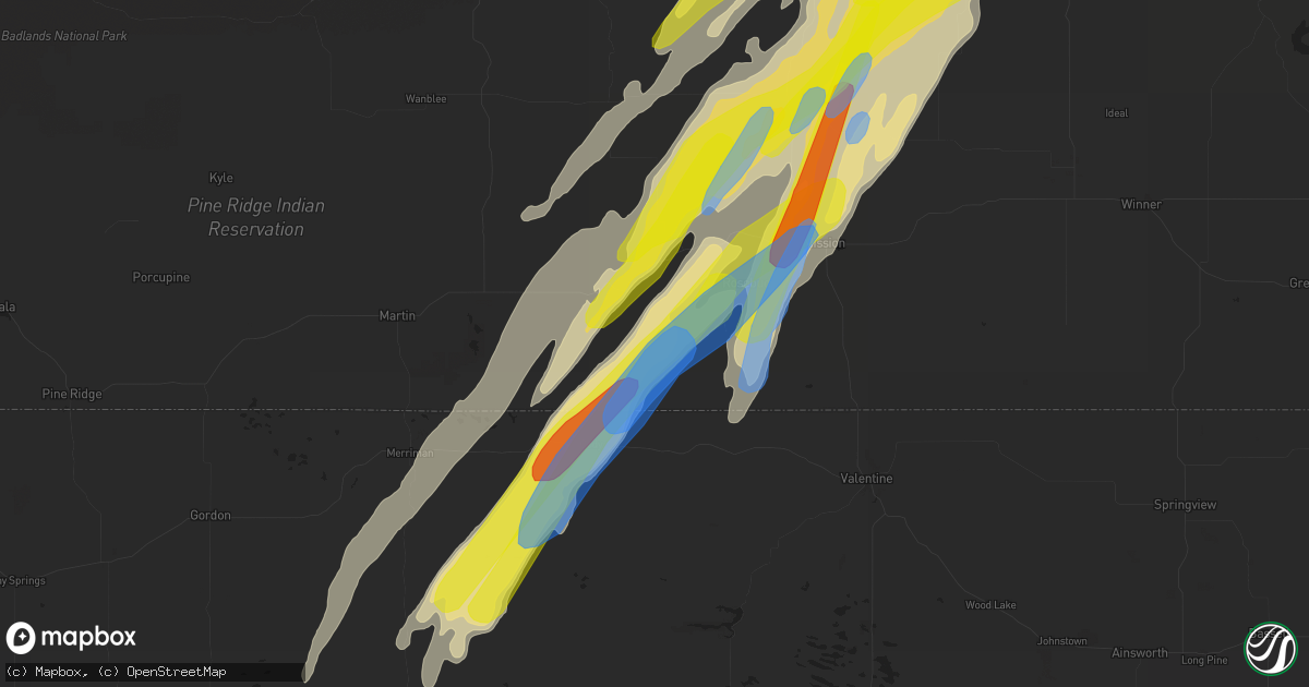Hail map in Saint Francis, SD on June 7, 2020