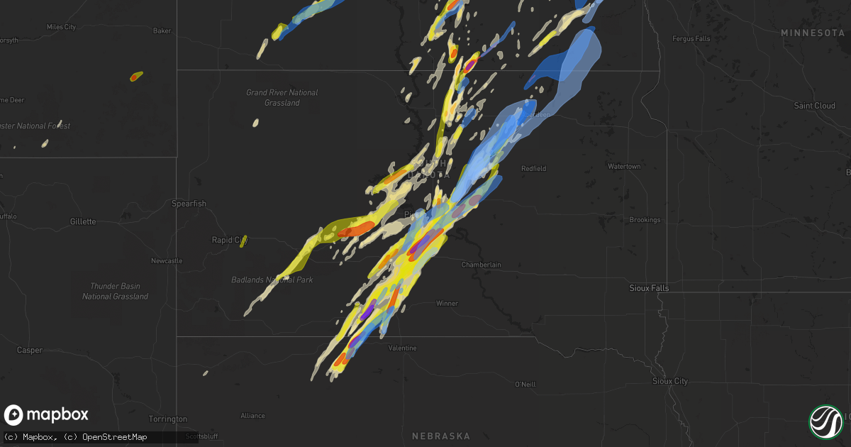 Hail map in South Dakota on June 7, 2020