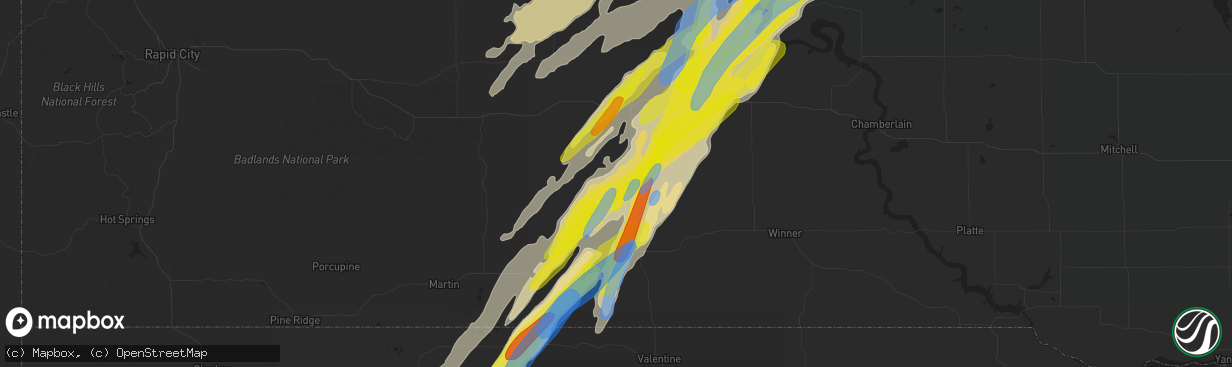 Hail map in White River, SD on June 7, 2020