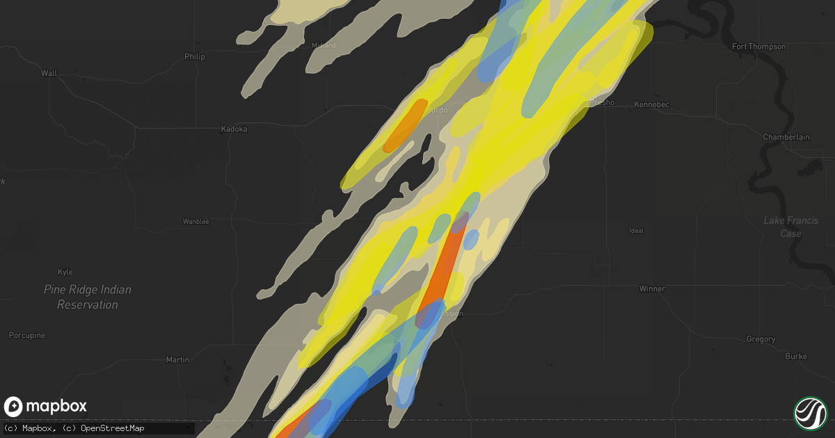 Hail map in White River, SD on June 7, 2020