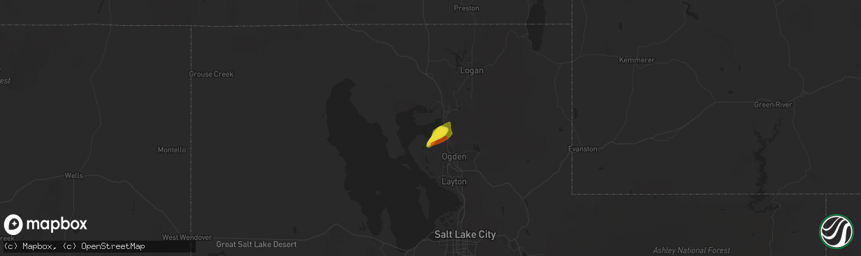 Hail map in Willard, UT on June 7, 2020