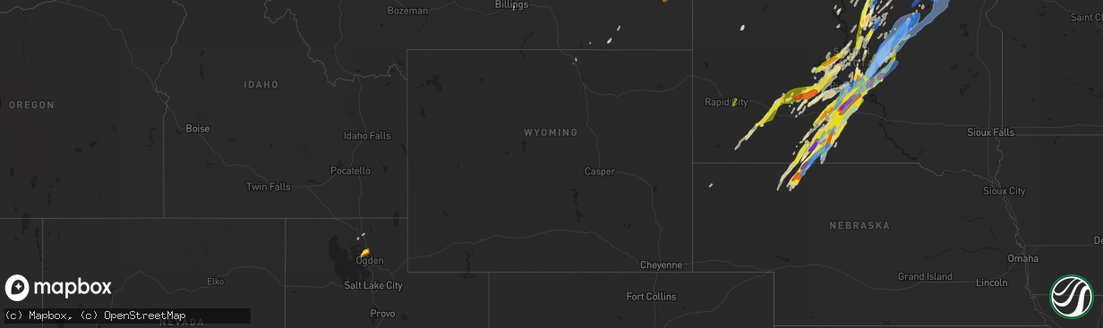 Hail map in Wyoming on June 7, 2020