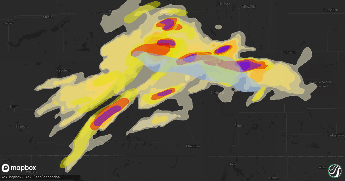 Hail map in Edgeley, ND on June 7, 2021