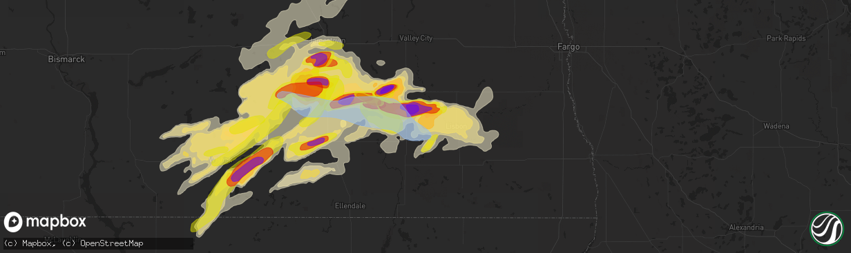 Hail map in Fort Ransom, ND on June 7, 2021