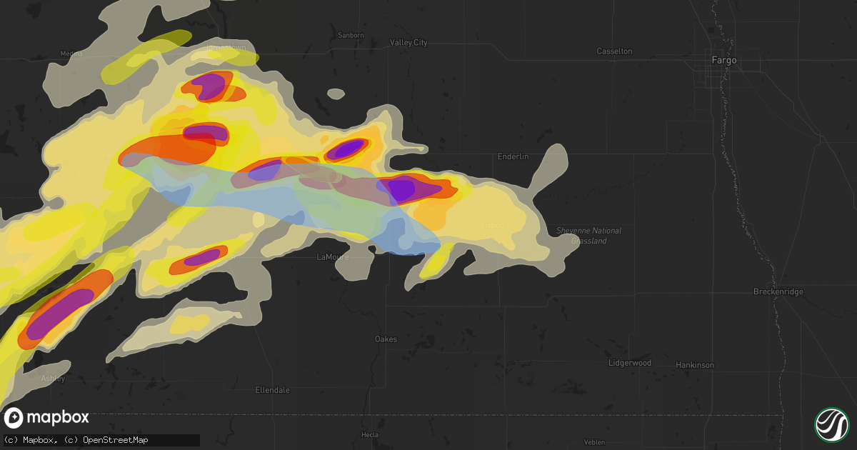 Hail map in Fort Ransom, ND on June 7, 2021