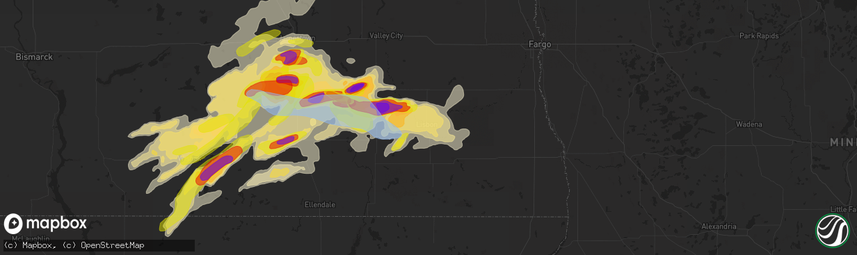 Hail map in Lisbon, ND on June 7, 2021