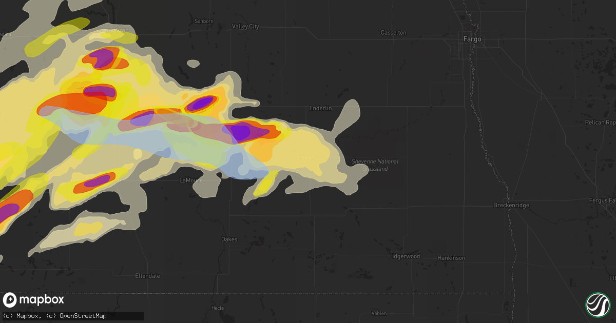 Hail map in Lisbon, ND on June 7, 2021