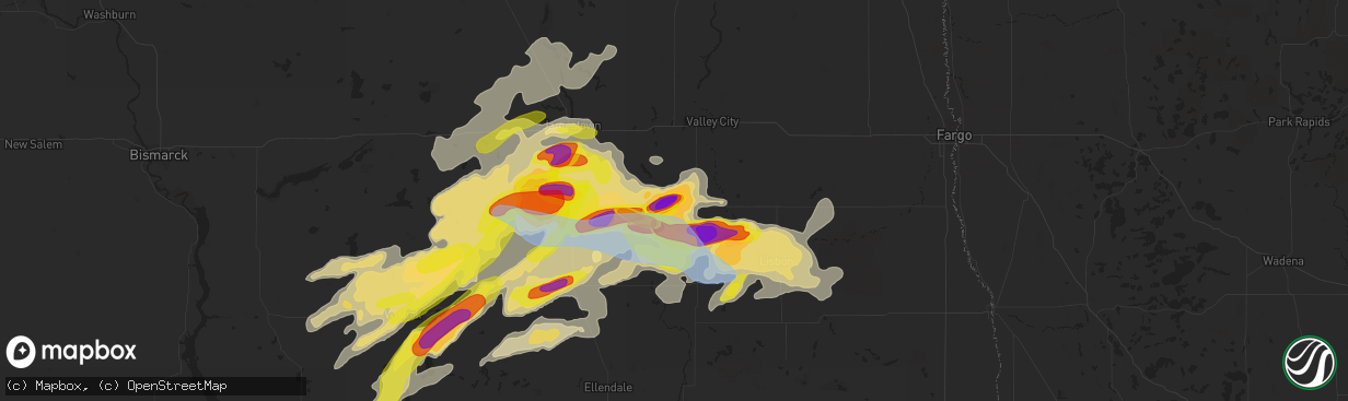 Hail map in Litchville, ND on June 7, 2021