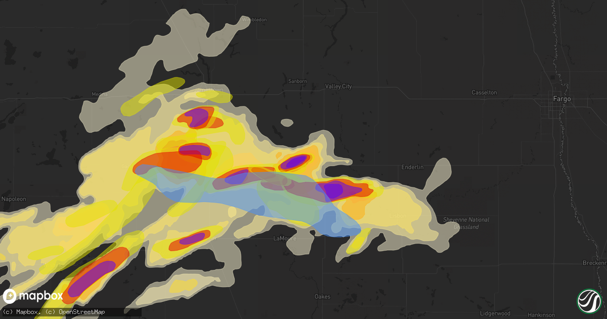 Hail map in Litchville, ND on June 7, 2021