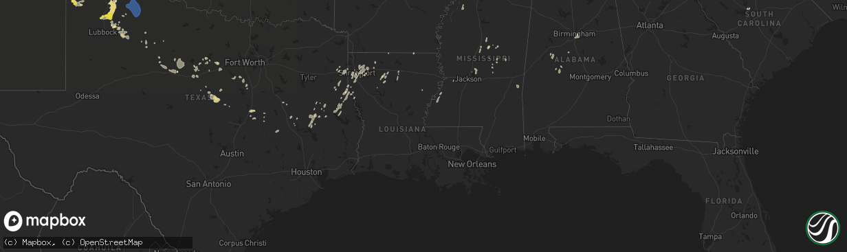 Hail map in Louisiana on June 7, 2021