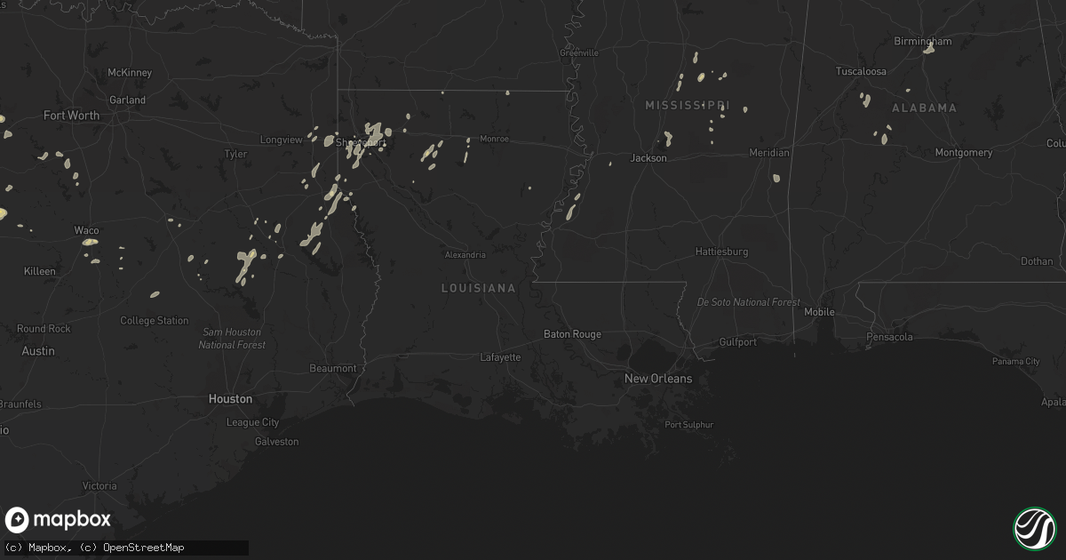 Hail map in Louisiana on June 7, 2021