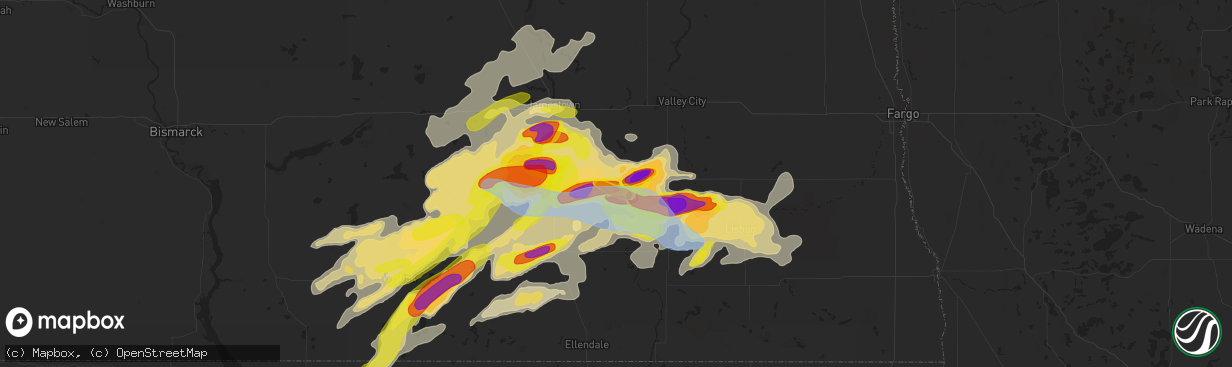 Hail map in Marion, ND on June 7, 2021