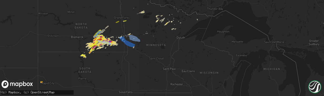 Hail map in Minnesota on June 7, 2021