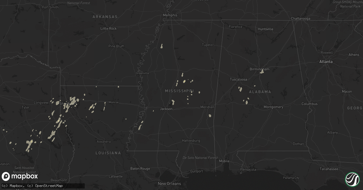Hail map in Mississippi on June 7, 2021