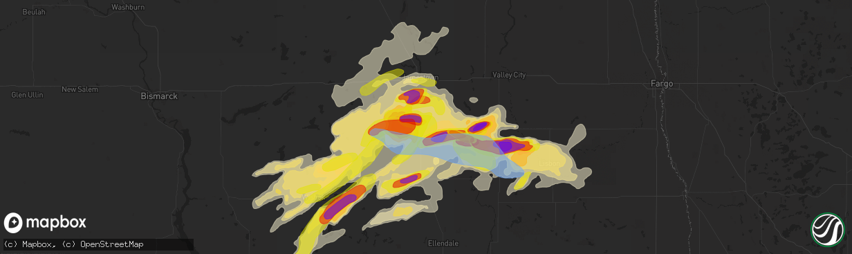 Hail map in Montpelier, ND on June 7, 2021