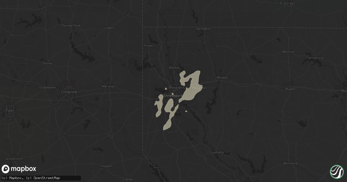Hail map in Shreveport, LA on June 7, 2021
