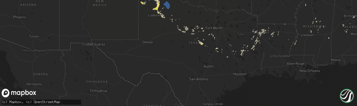 Hail map in Texas on June 7, 2021