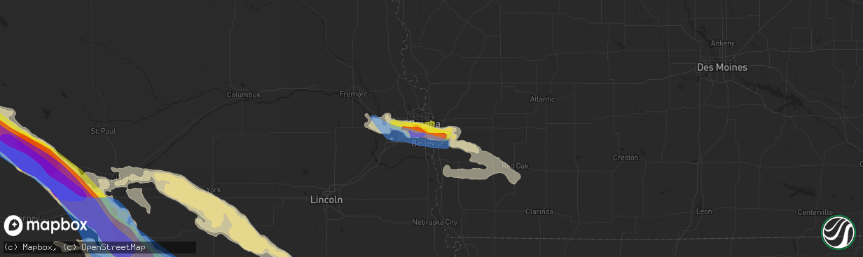 Hail map in Council Bluffs, IA on June 7, 2022