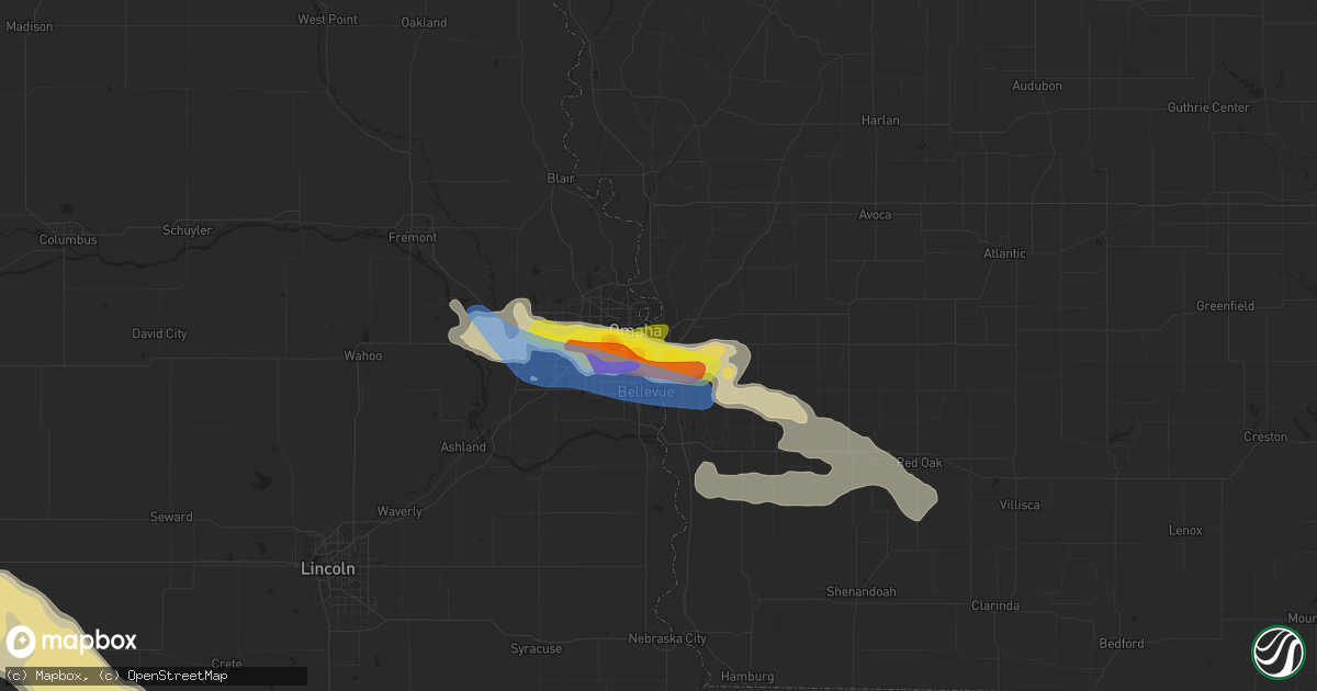 Hail map in Council Bluffs, IA on June 7, 2022