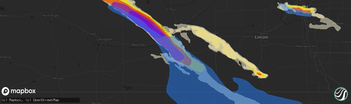 Hail map in Hastings, NE on June 7, 2022