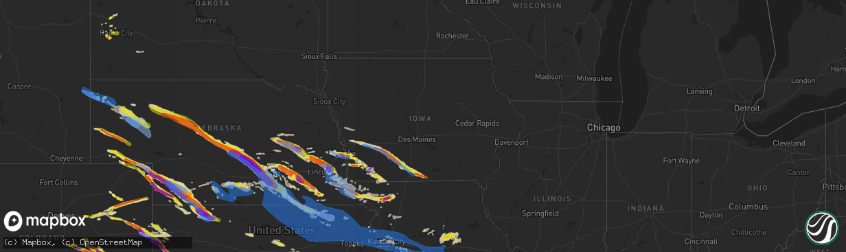 Hail map in Iowa on June 7, 2022