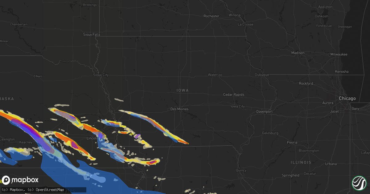 Hail map in Iowa on June 7, 2022