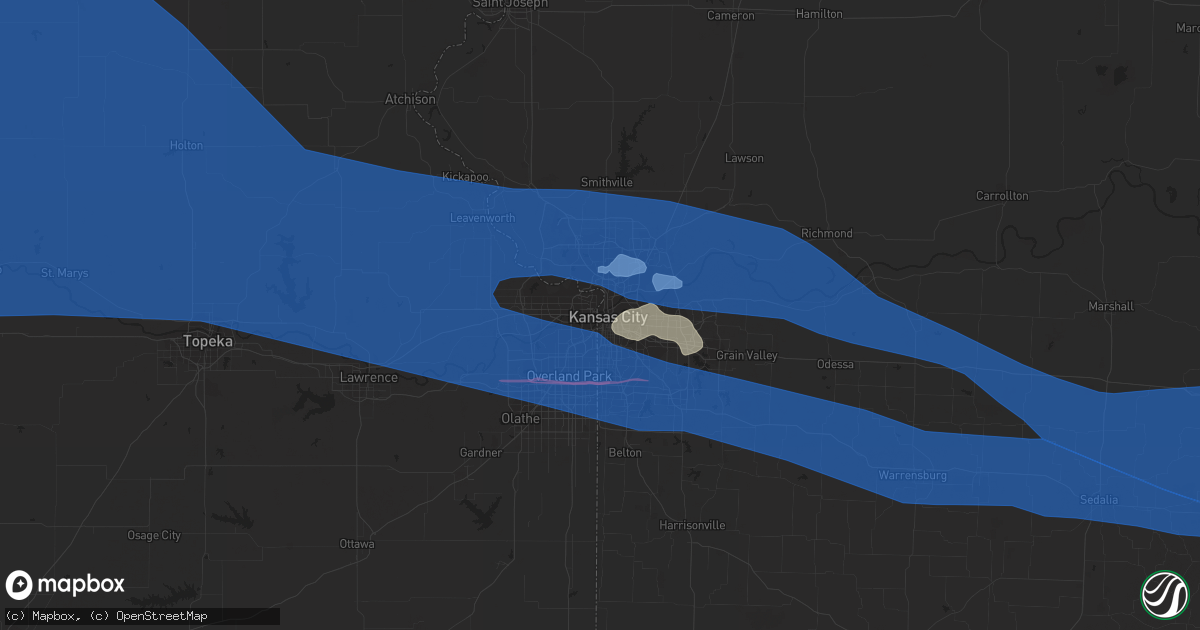 Hail map in Kansas City, MO on June 7, 2022