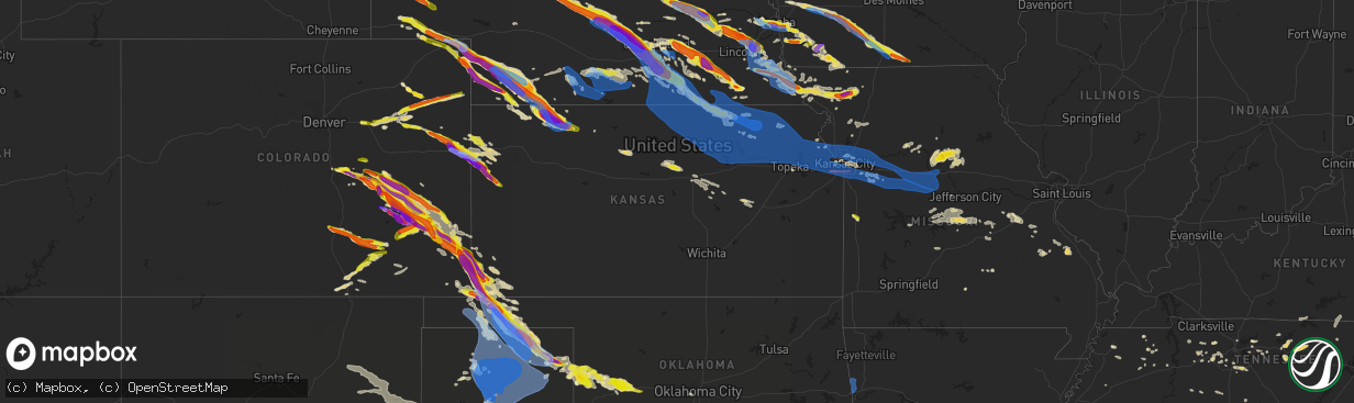 Hail map in Kansas on June 7, 2022