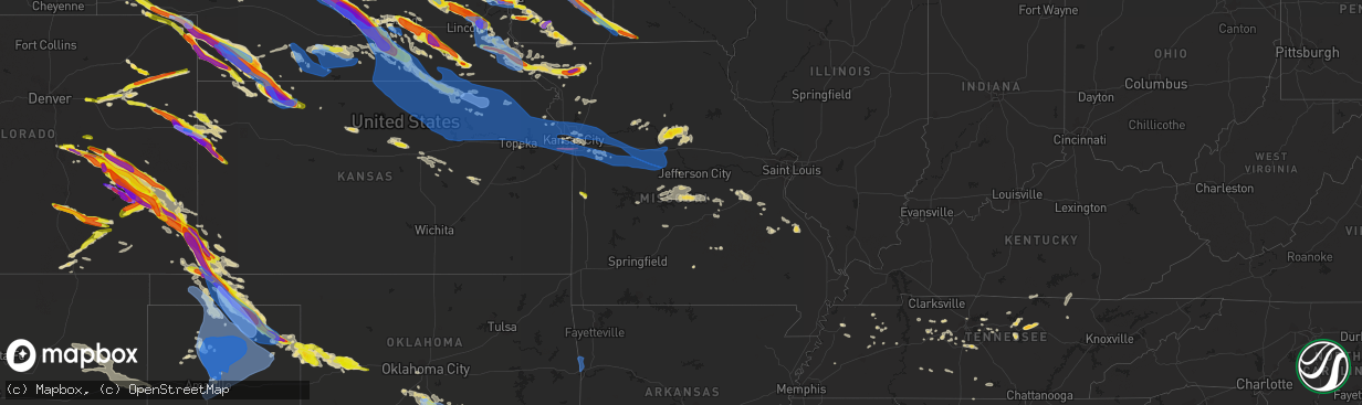 Hail map in Missouri on June 7, 2022