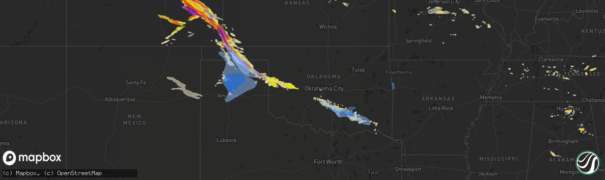 Hail map in Oklahoma on June 7, 2022