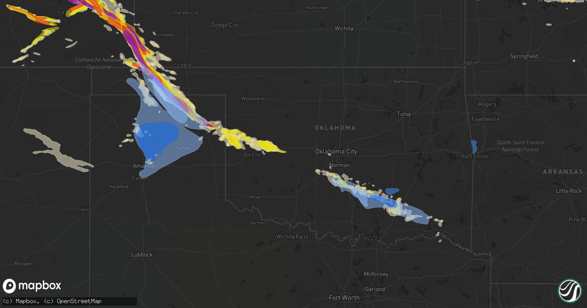 Hail map in Oklahoma on June 7, 2022