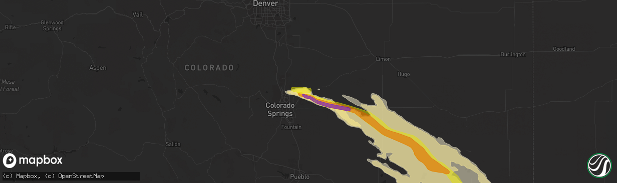 Hail map in Peyton, CO on June 7, 2022