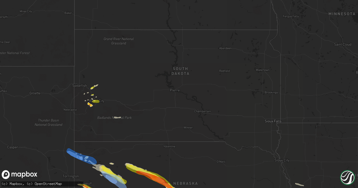 Hail map in South Dakota on June 7, 2022
