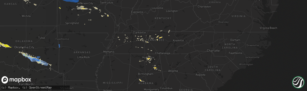 Hail map in Tennessee on June 7, 2022