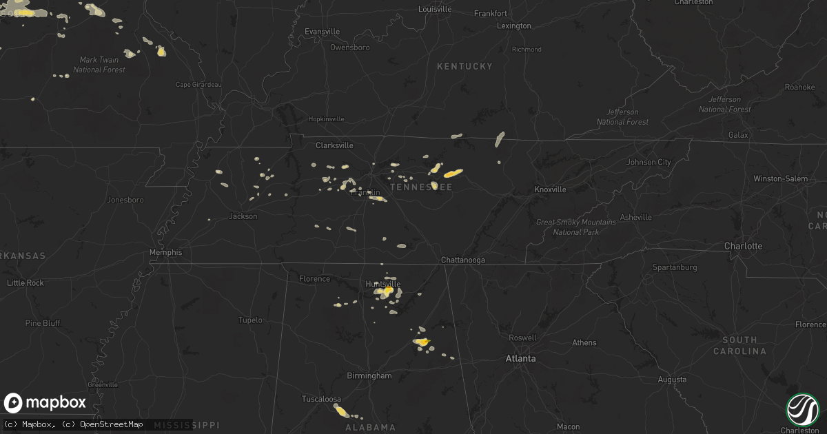 Hail map in Tennessee on June 7, 2022