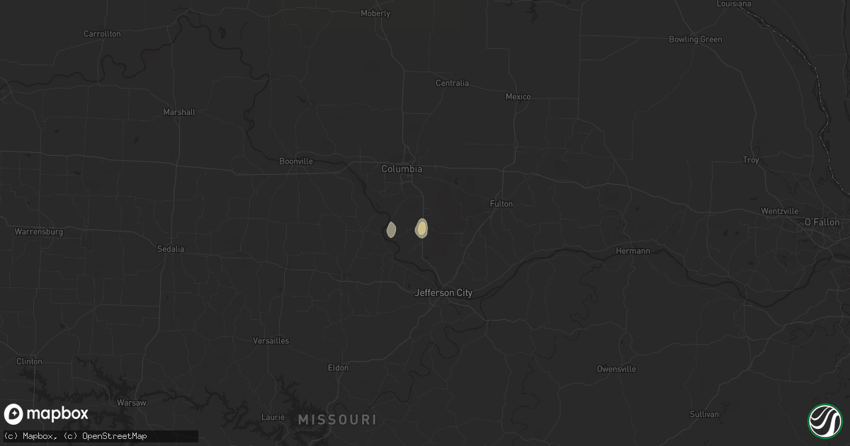 Hail map in Ashland, MO on June 7, 2023