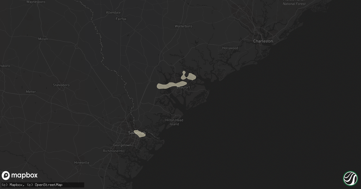 Hail map in Beaufort, SC on June 7, 2023