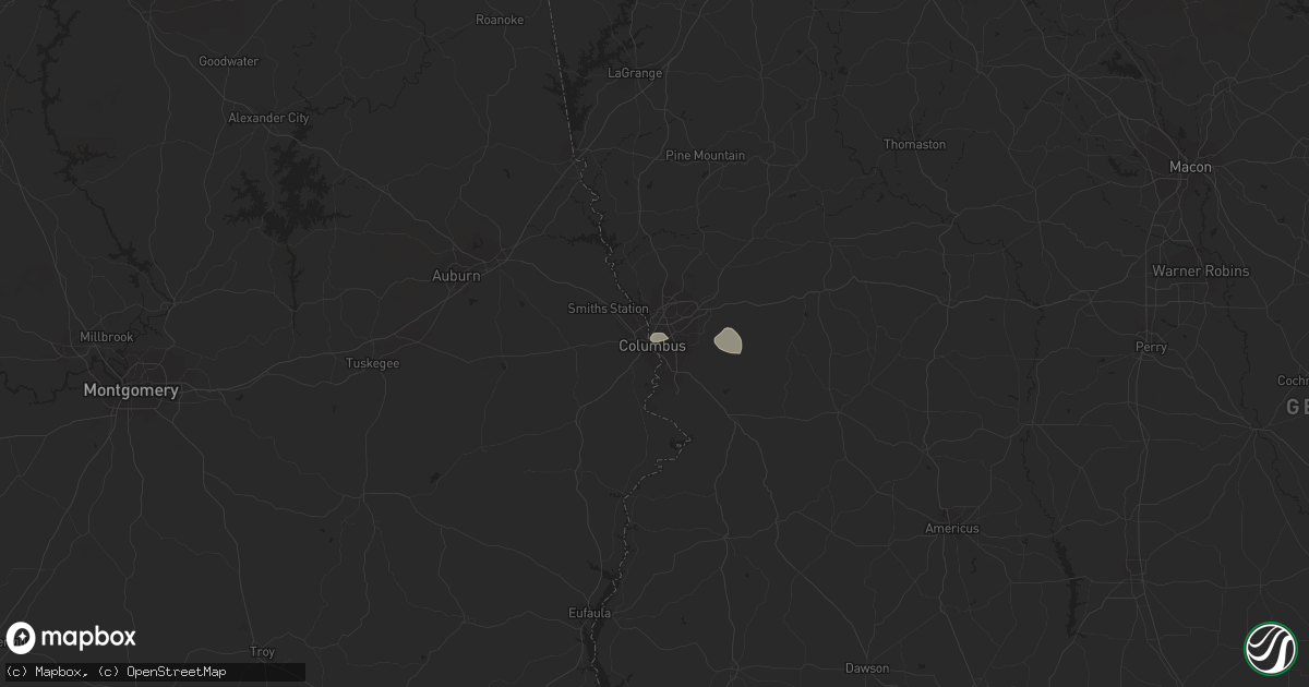 Hail map in Columbus, GA on June 7, 2023