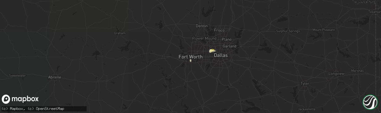 Hail map in Fort Worth, TX on June 7, 2023