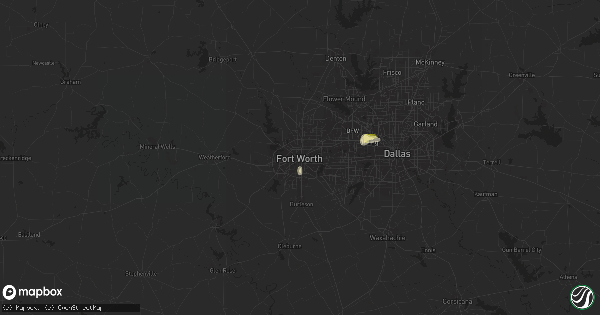 Hail map in Fort Worth, TX on June 7, 2023