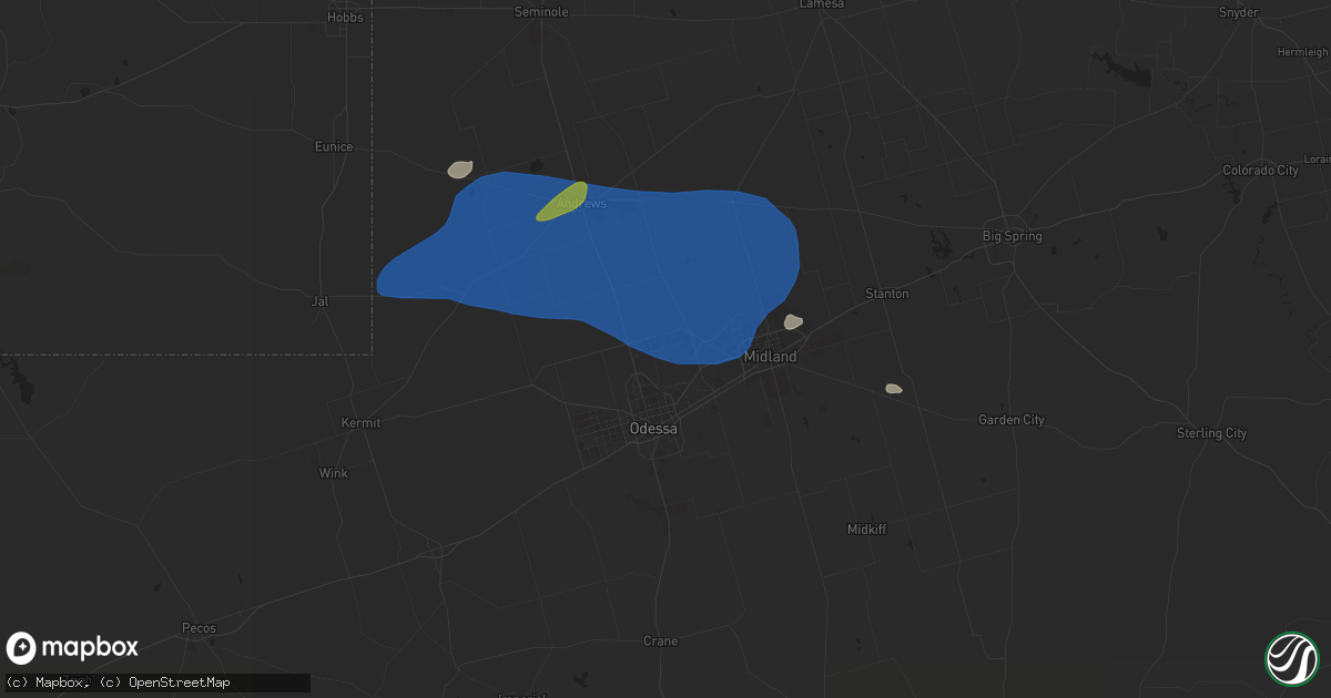 Hail map in Gardendale, TX on June 7, 2023